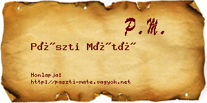 Pászti Máté névjegykártya